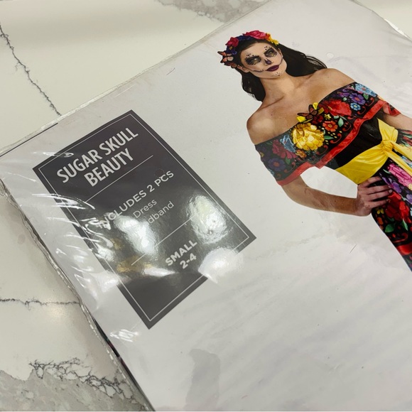 Women's Sugar Skull Beauty Costume Dress and Headband - Picture 3 of 5